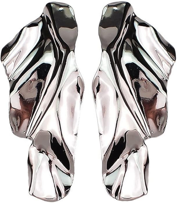 Statement Geometric Texture Earrings for Women Girls,Large Fashion Irregular Minimalism Metal Sim... | Amazon (US)