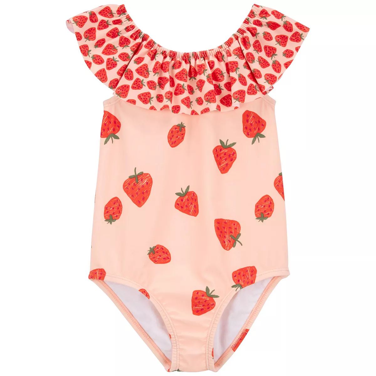 Toddler Girl Carter's Strawberry Print Ruffle Collared One-Piece Swimsuit | Kohl's