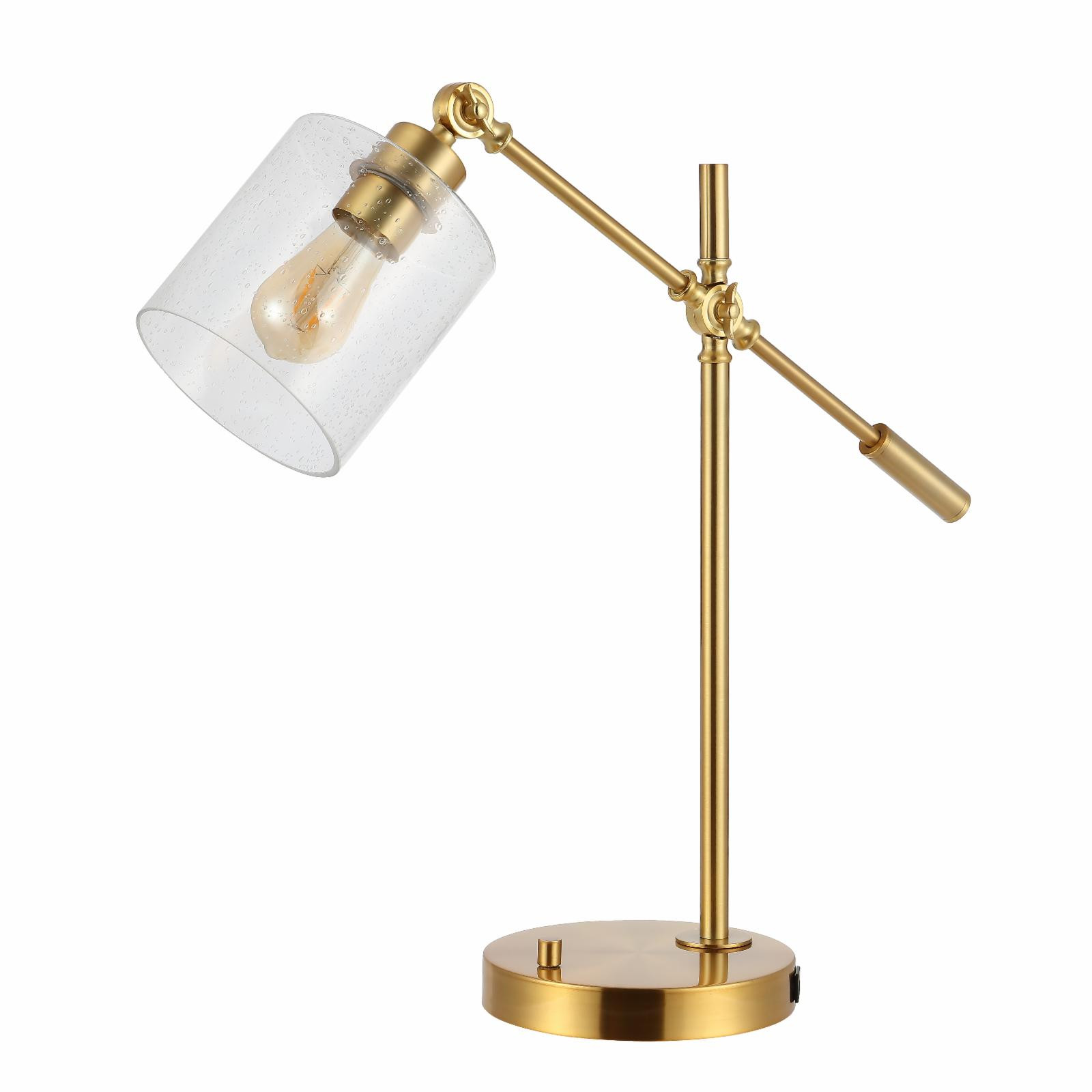 JONATHAN Y Kathryn Classic 23 in. Iron/Seeded Glass Adjustable Head Modern USB Charging LED Task ... | Walmart (US)