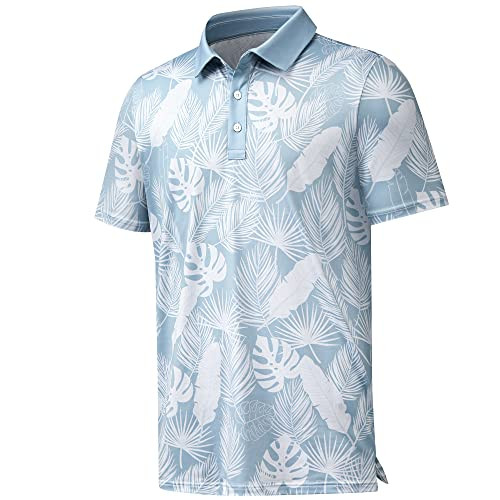 Mens Golf Polo Dry Fit Short Sleeve Hawaiian Polo Shirt Palm Leaves XXL | Amazon (US)