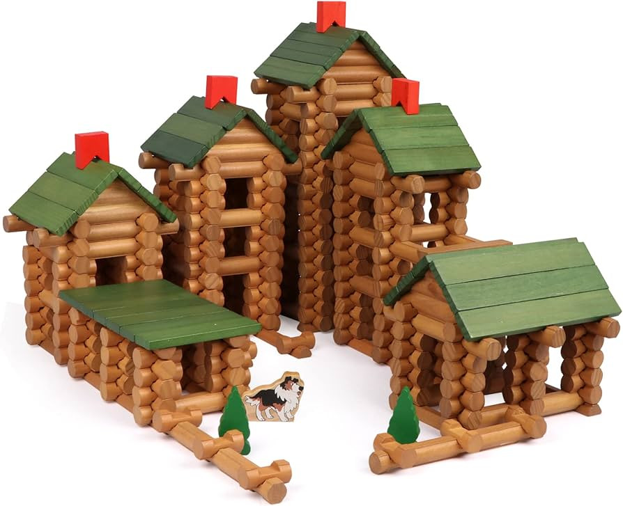 Wondertoys 530 Pcs Wooden Logs Set Ages 3+, Classic Building Log Toys for Kids, Creative Construc... | Amazon (US)