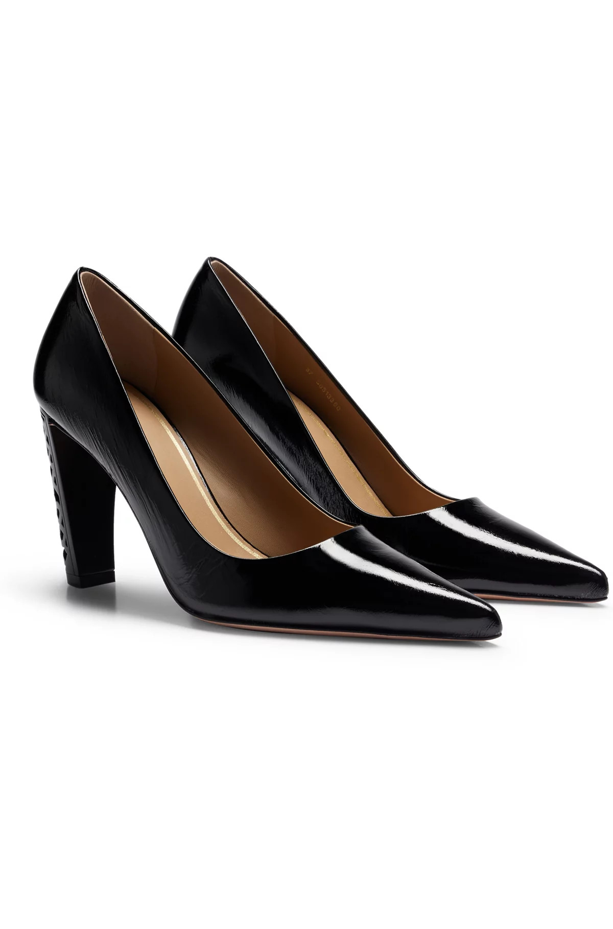 Leather pumps with monogram-patterned heels | Hugo Boss (US)