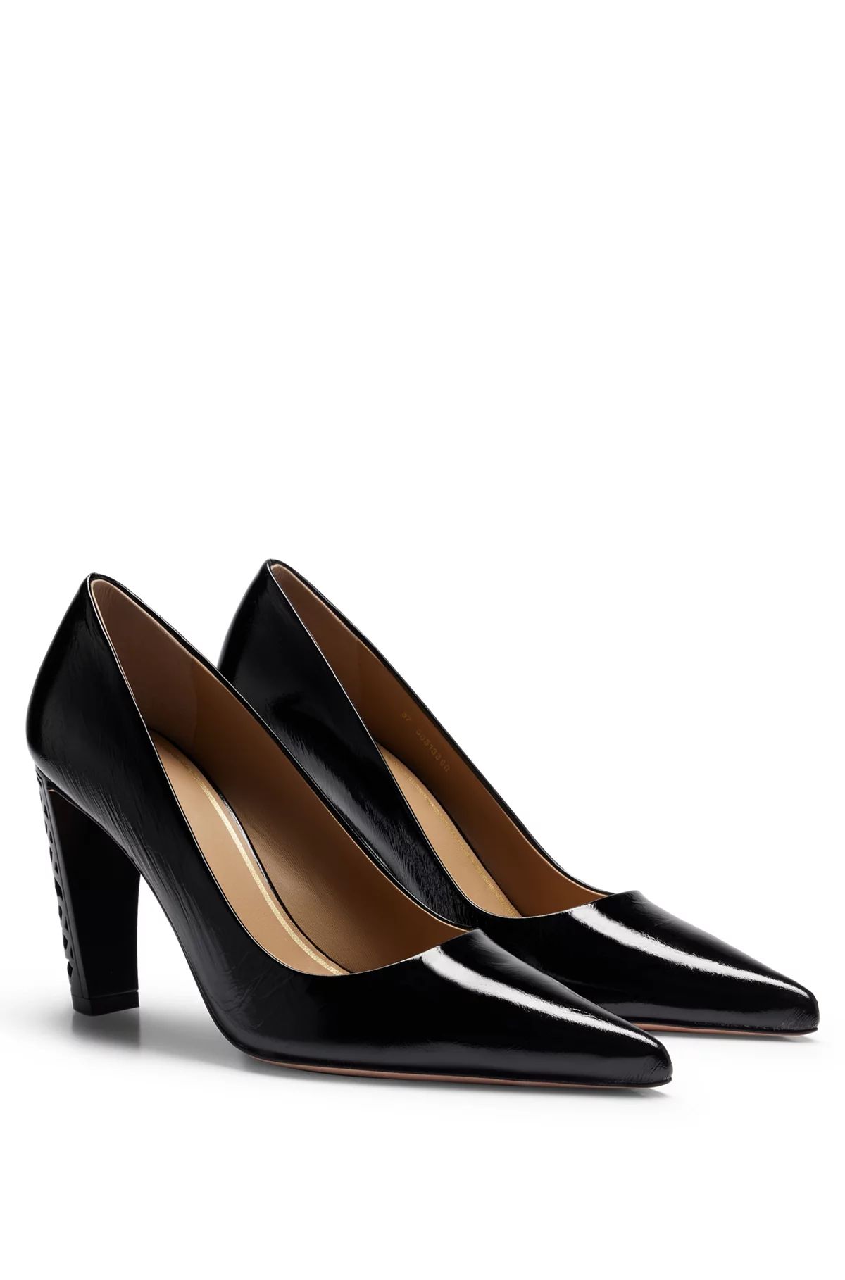 Leather pumps with monogram-patterned heels | Hugo Boss (US)