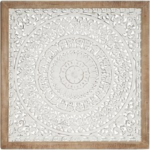 Leeds & Co 47"H x 2"W White Vintage Floral Wood Wall Decor | Cymax