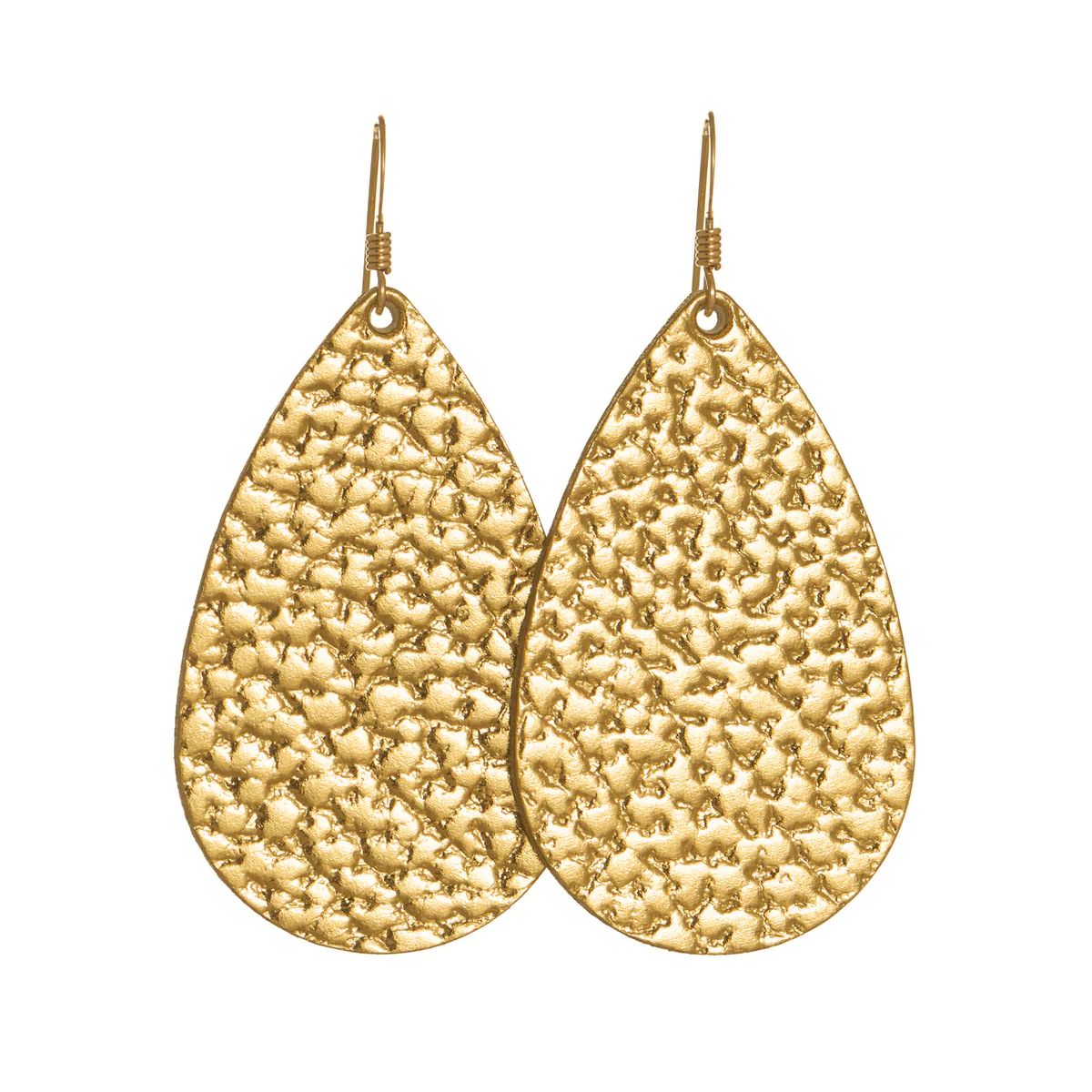 Hammered Gold Teardrops | Nickel and Suede