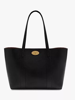 Mulberry Bayswater Small Classic Grain Leather Tote Bag, Black | John Lewis (UK)