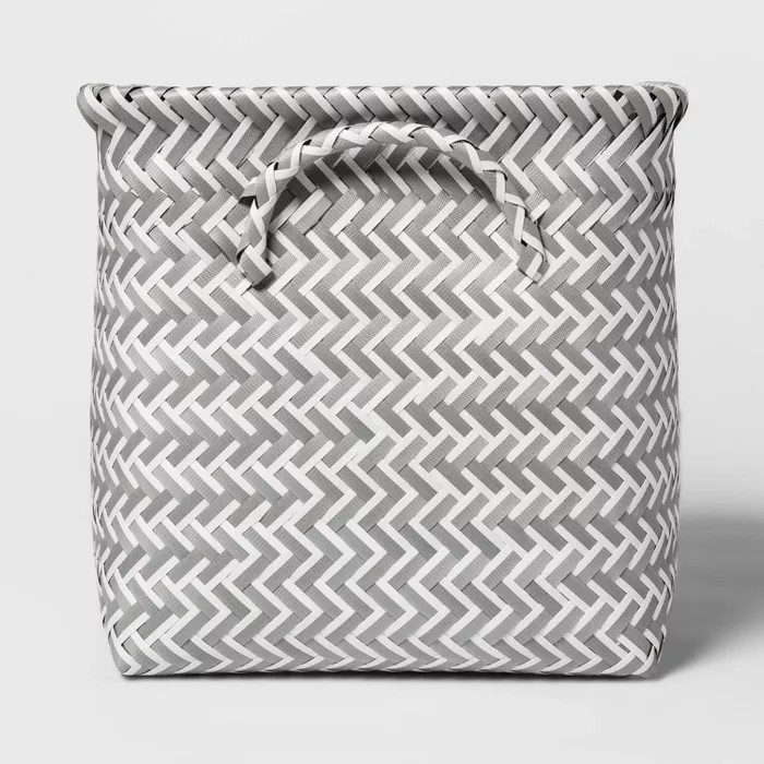 PP Woven Cube Storage Bin White and Gray 11" - Room Essentials™ | Target