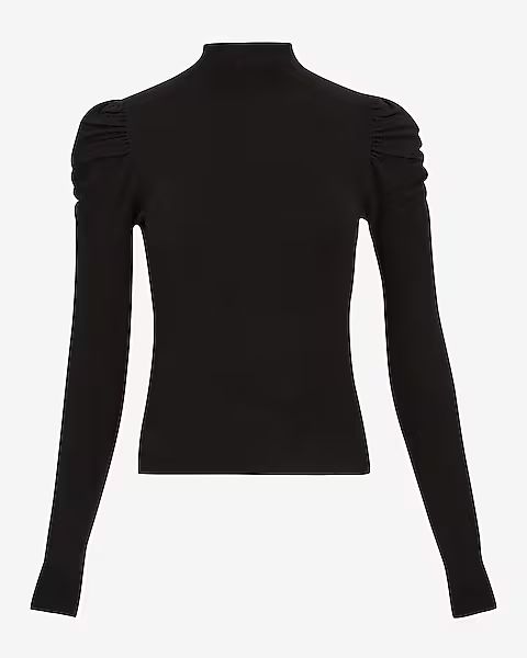 Ultra Soft Ruched Shoulder Mock Neck Sweater | Express