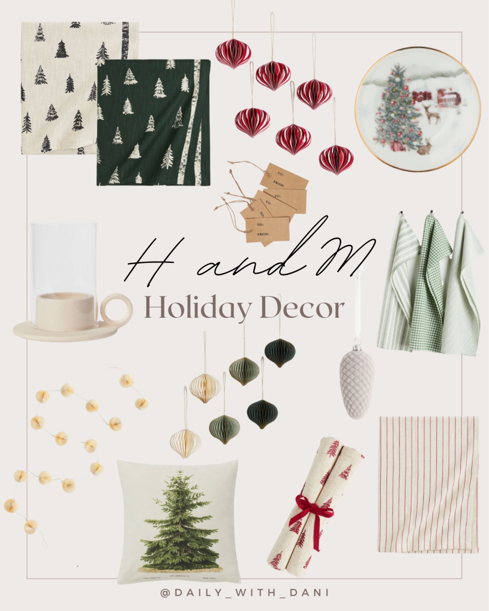 @handm holiday shoppe. Christmas decor. Table linens. Gift tags. Paper ornaments. Holiday throw pillows. Candle holder tree napkins  living room Christmas tree gift guide 

#LTKhome #LTKSeasonal #LTKHoliday