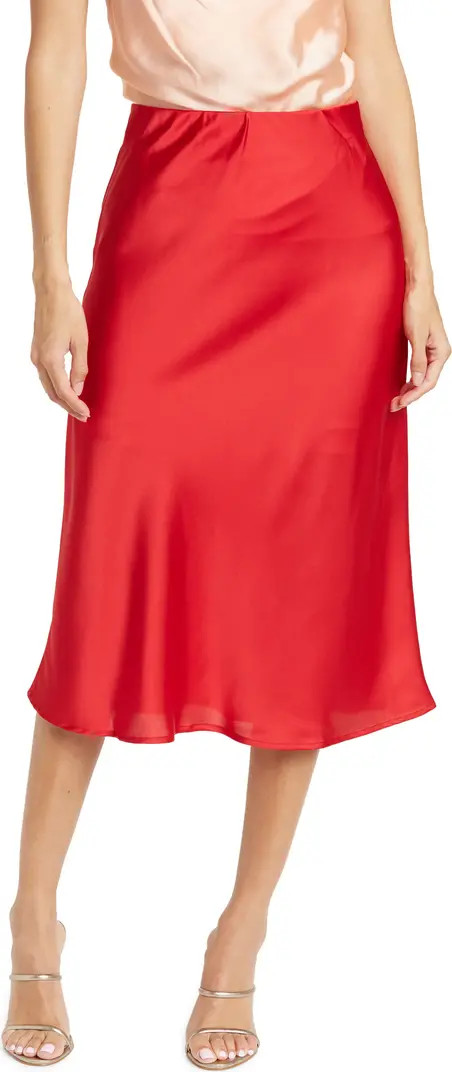 Renee C Solid Satin Midi Skirt | Nordstromrack | Nordstrom Rack