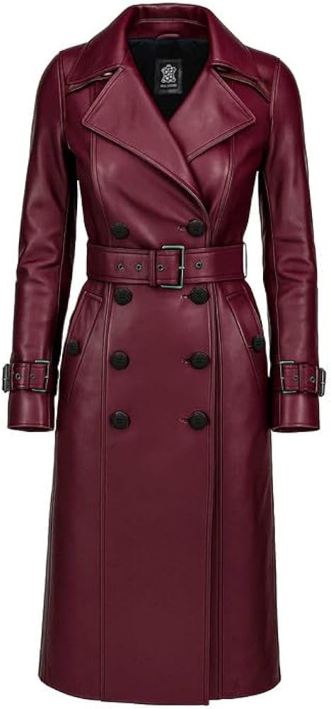 J'Jackin Womens Lambskin Leather Double Breasted Trench Coat - Genuine Leather Long Coat for Wome... | Amazon (US)