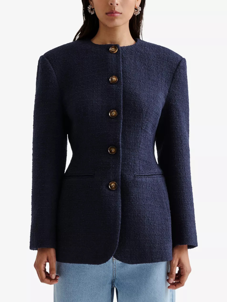 Carol Fitted Round-Neck Wool-Blend Blazer | Selfridges
