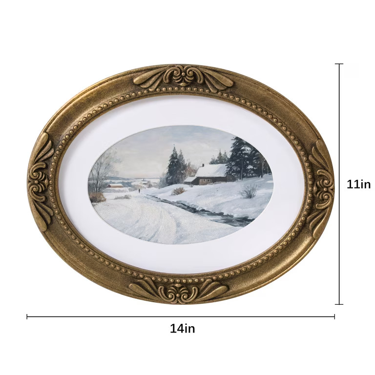 My Texas House Oval Winter Scene Framed Holiday Wall Art 14x11 | Walmart (US)