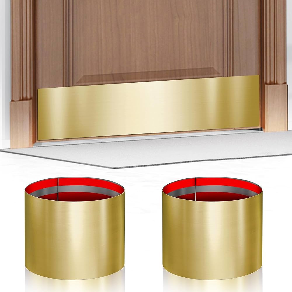 2 Pack 8" x 34" Self Adhesive Door Kick Plate for Bottom of Door, Stainless Steel Front Door Kick... | Amazon (US)