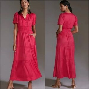 NWT ANTHROPOLOGIE PINK SATIN SOMERSET DRESS | Poshmark