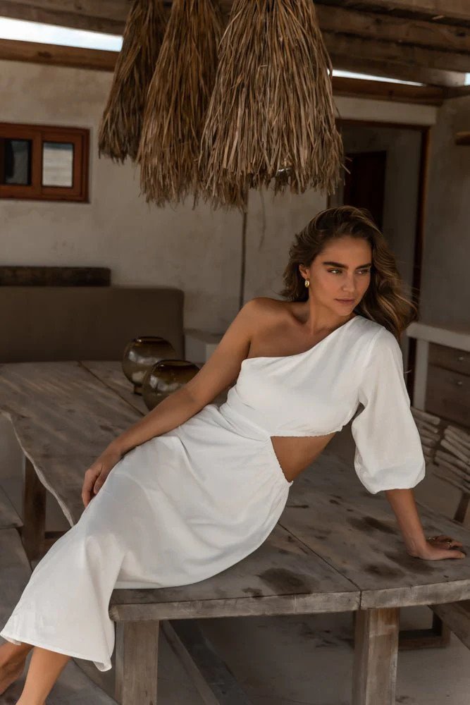 Alizabeth Midi Dress in White- FINAL SALE - XS / White - böhme | Böhme US