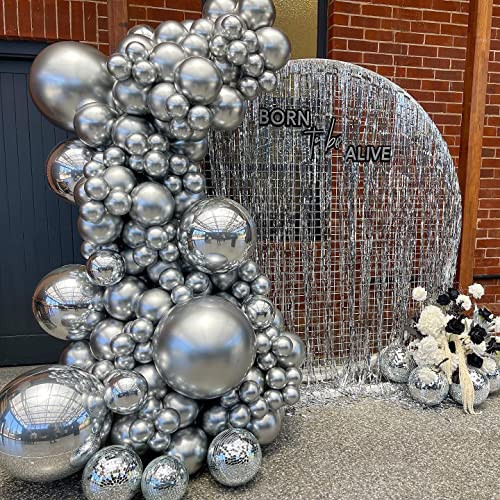 Janinus Metallic Silver Balloons Chrome Balloons Silver Balloons Different Sizes 18/12/5 Inch Si... | Amazon (US)