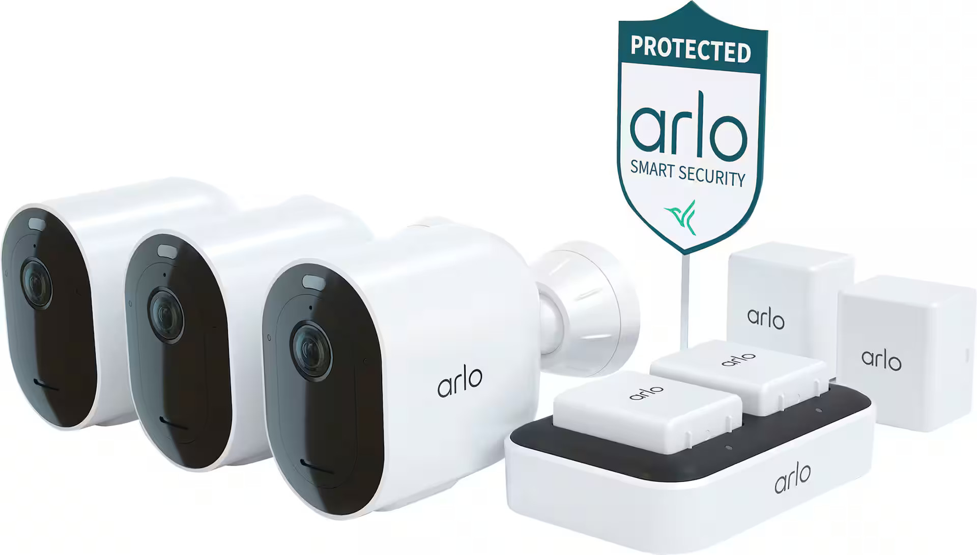Arlo Pro 5S 2K 3 Camera Indoor/Outdoor Wire Free Spotlight Security Camera Bundle White VMC4360P-... | Best Buy U.S.