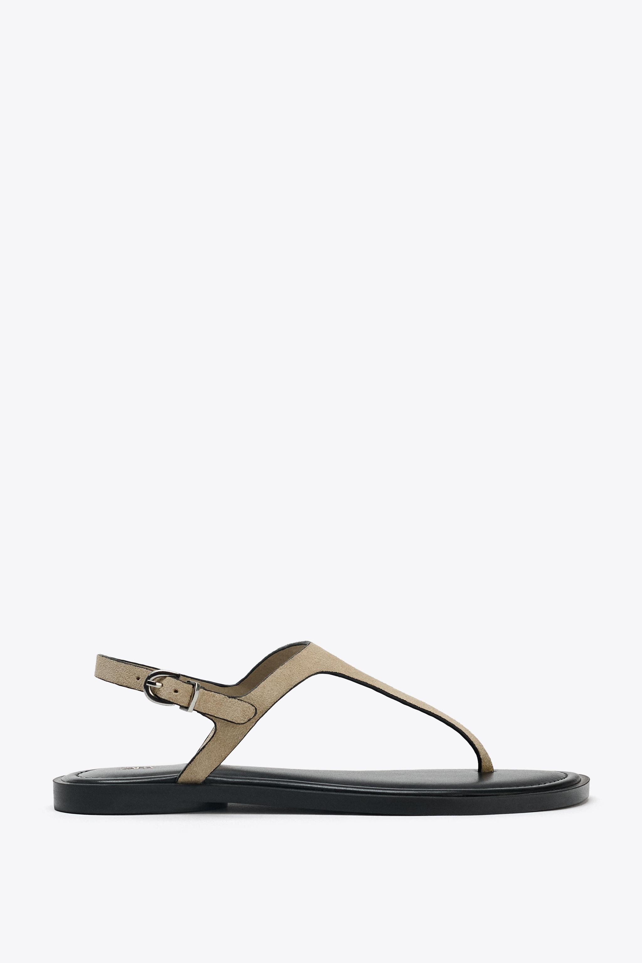 LEATHER BUCKLE STRAP SANDALS | Zara US
