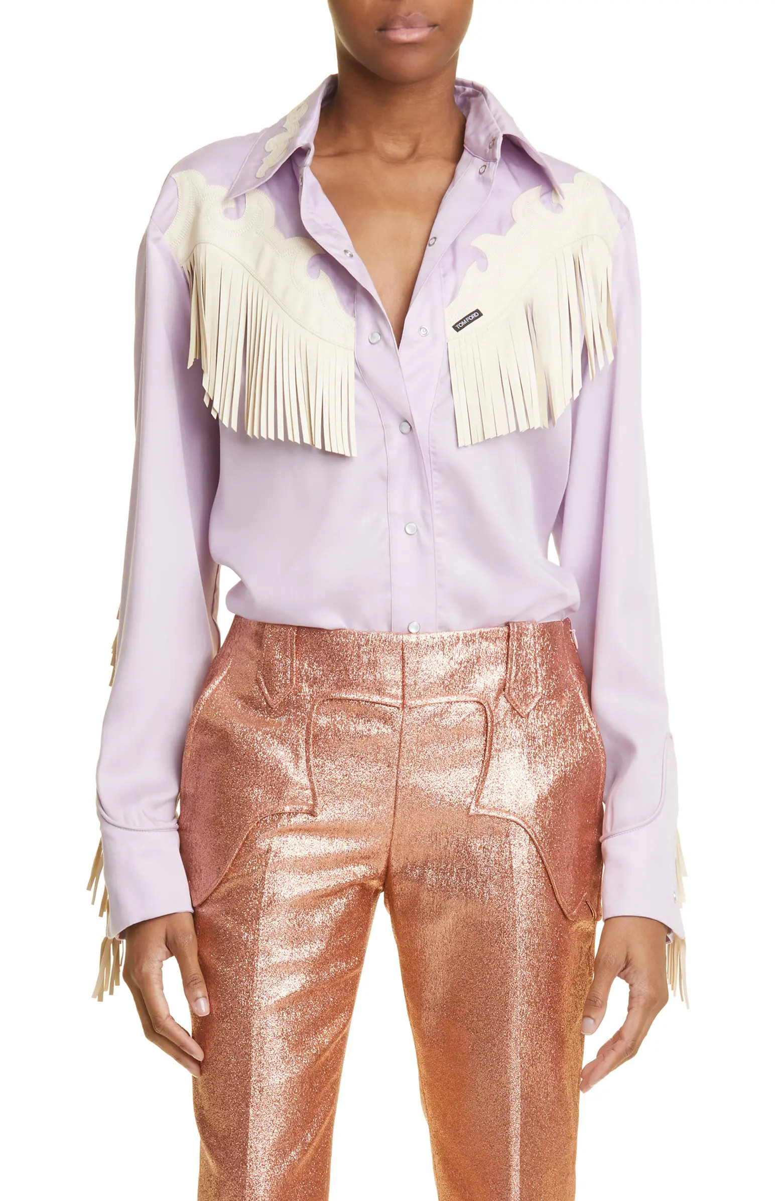 Leather Fringe Western Shirt | Nordstrom