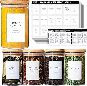 Minimalist Spice Labels for Spice Jars - 146 Spice Jar Labels Stickers for Containers - Spice Lab... | Amazon (US)