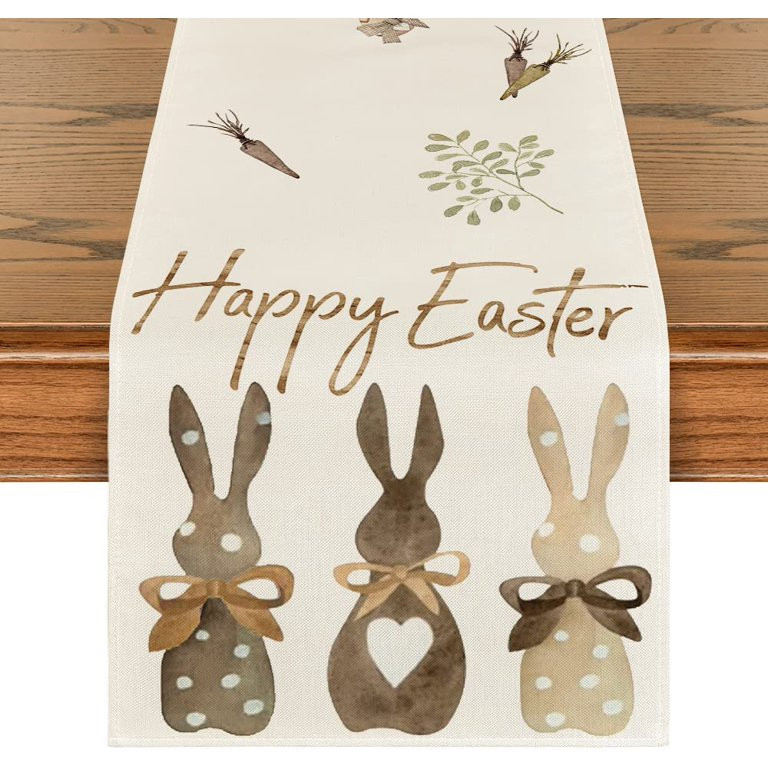 Artoid Mode Carrots Bunnies Happy Easter Table Runner for Dining Table 13 x 72 | Walmart (US)