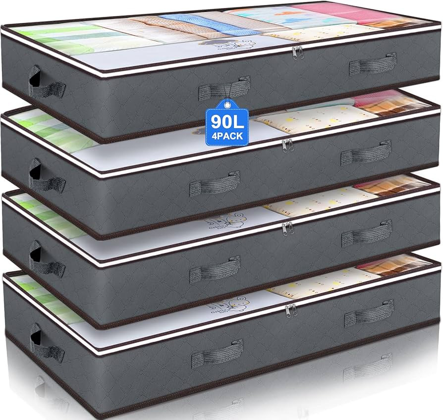 Budding Joy 90L Under Bed Storage Containers, Closet Organizers and Storage Bins, Collapsible Und... | Amazon (US)