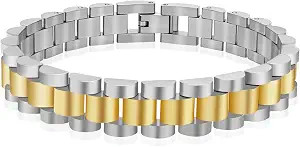 Chunky Watch Strap Chain Bracelet for Women Gold Plated Waterproof Stainless Steel Timepiece Link... | Amazon (US)
