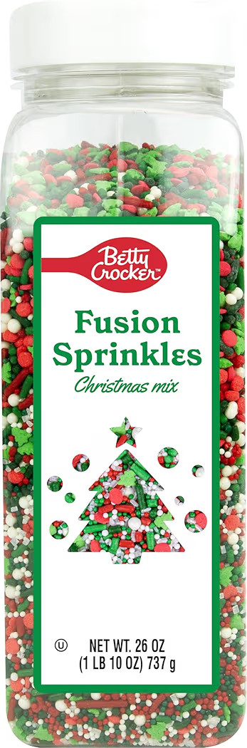 Betty Crocker Fusion Sprinkles Christmas Mix Bottle Festive Red, Green & White Holiday Sprinkles ... | Amazon (US)