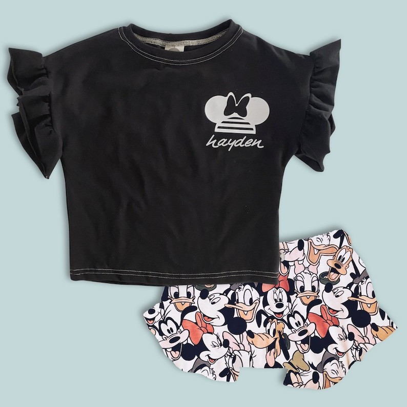 Custom Minnie Name T-shirt girls Disney Set Shorts Teedisney | Etsy | Etsy (US)