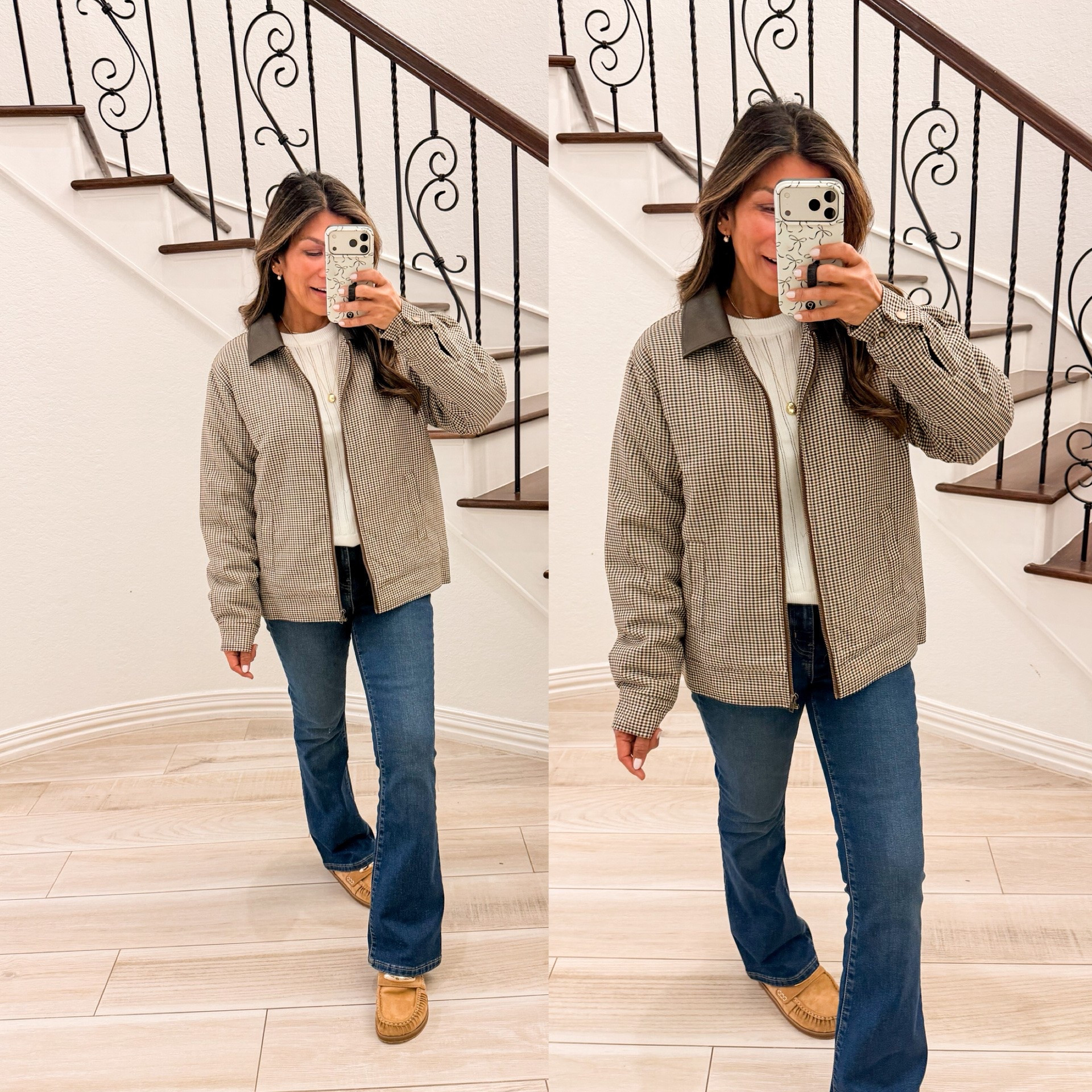 I’m 5’2” 118#ish for reference 
White top underneath puffy jacket in size XS tts. 
Plaid puffy jacket in size small runs big. I could also do XS.
Bootcut jeans fit tts in size 2 short length. If b/w sizes size up.
Mules with gold detail fit tts.

Fall Outfits, fall fashion, women over 50, Walmart  finds, over 50 style, midlife fashion, petite fashion,midlife women, affordable fashion, fashion over40, elevated easy outfits, denim, jeans, fall shoes.

#LTKOver40 #LTKmomlife #LTKPetite