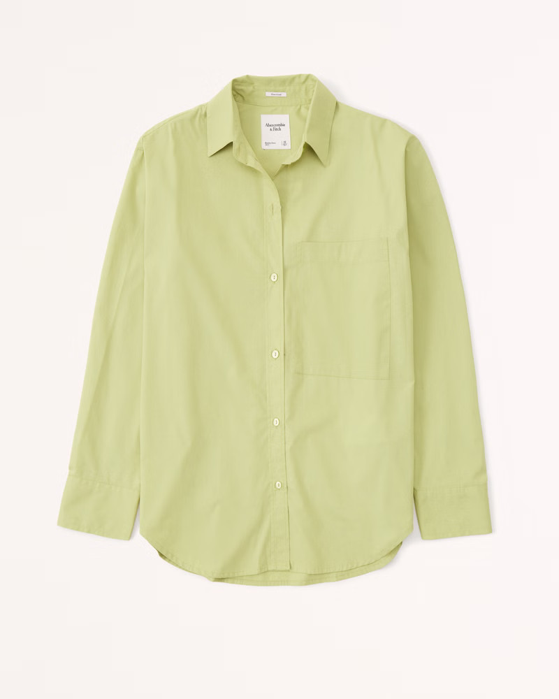 Women's Oversized Poplin Button-Up Shirt | Women's Tops | Abercrombie.com | Abercrombie & Fitch (US)