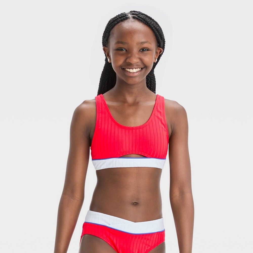 Girls' Solid Americana Cool Bikini Set - art class™ Red XS | Target