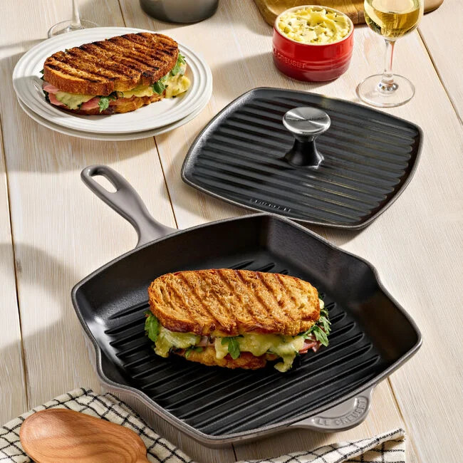 Traditional Square Skillet Grill and Panini Press Set | Le Creuset