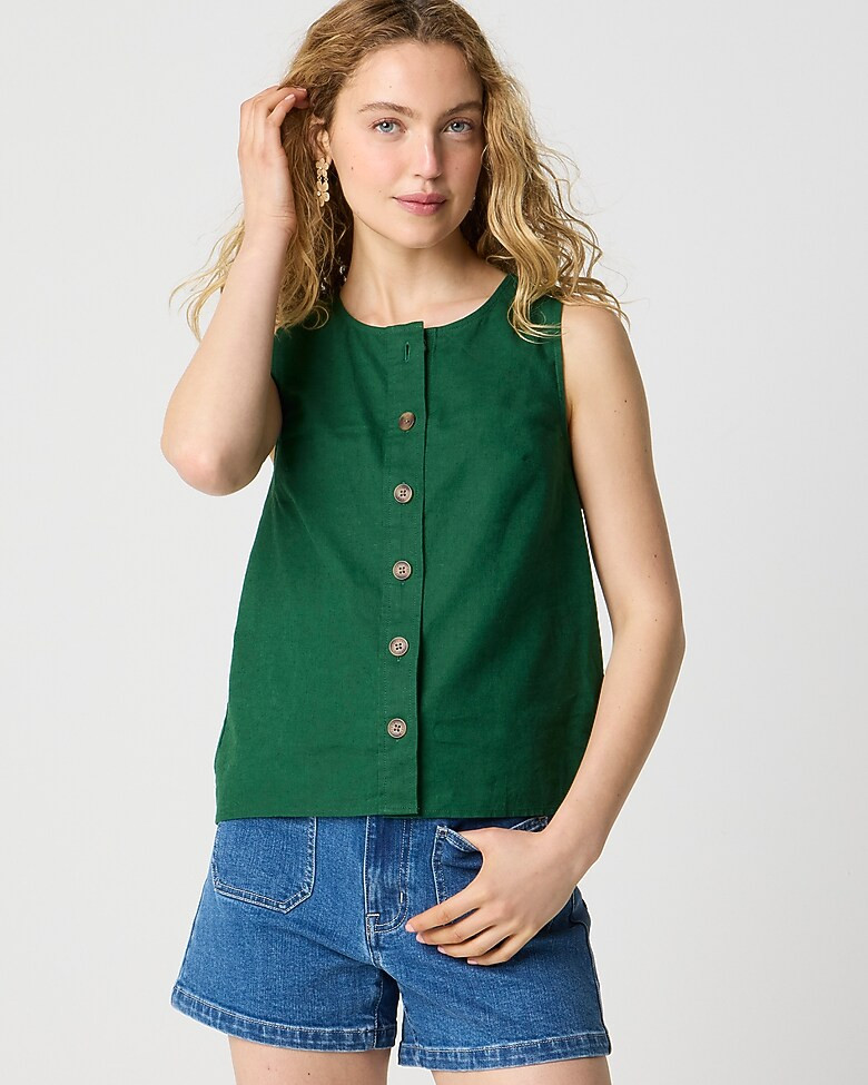 Linen-blend button-front shell | J.Crew Factory