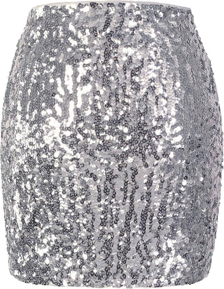 Amazon.com: MANER Women's Sequin Skirt Sparkle Stretchy Bodycon Mini Skirts Night Out Party (S/US... | Amazon (US)