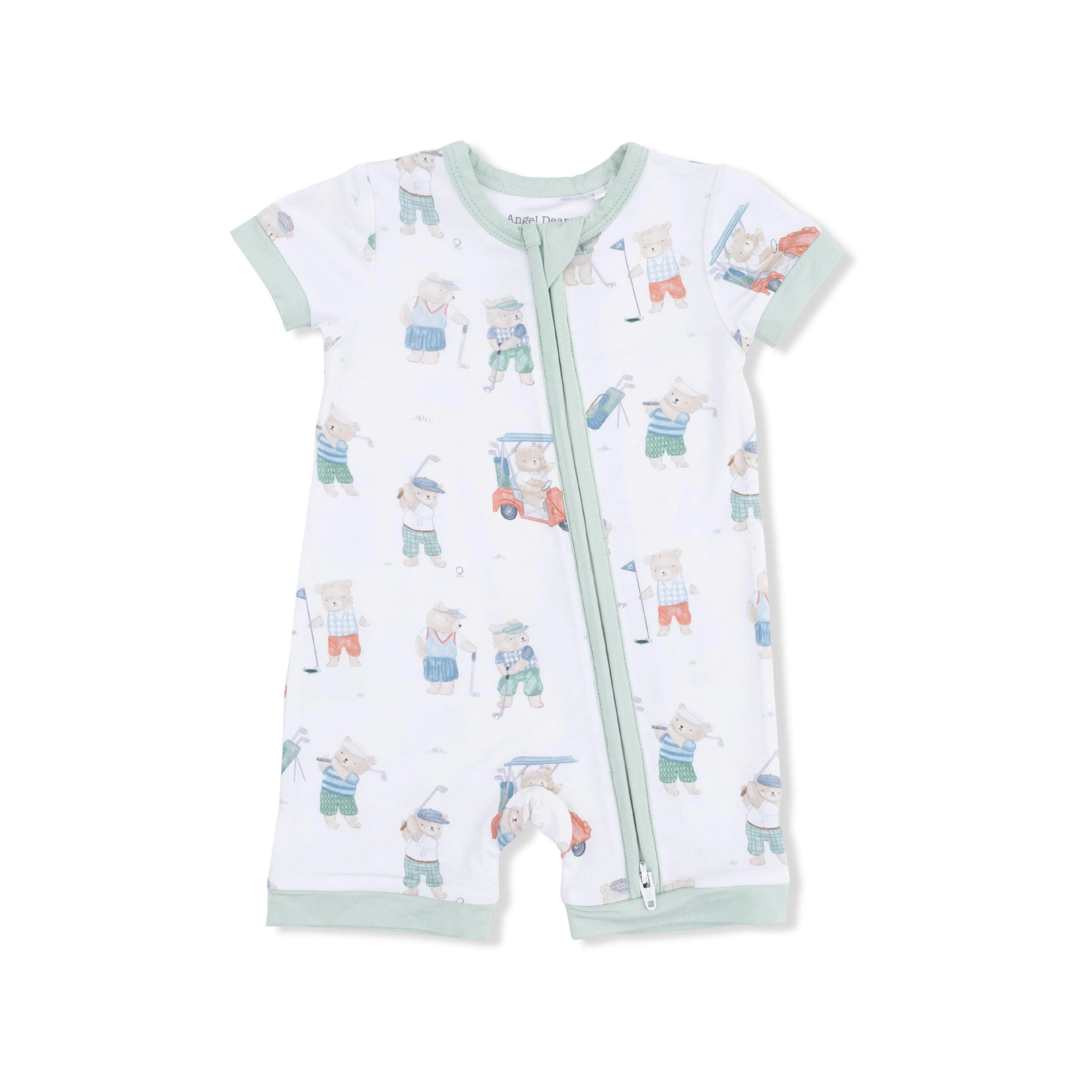 Golfing Teddy Bears - Shortie 2 Way Zipper Romper | Maisonette