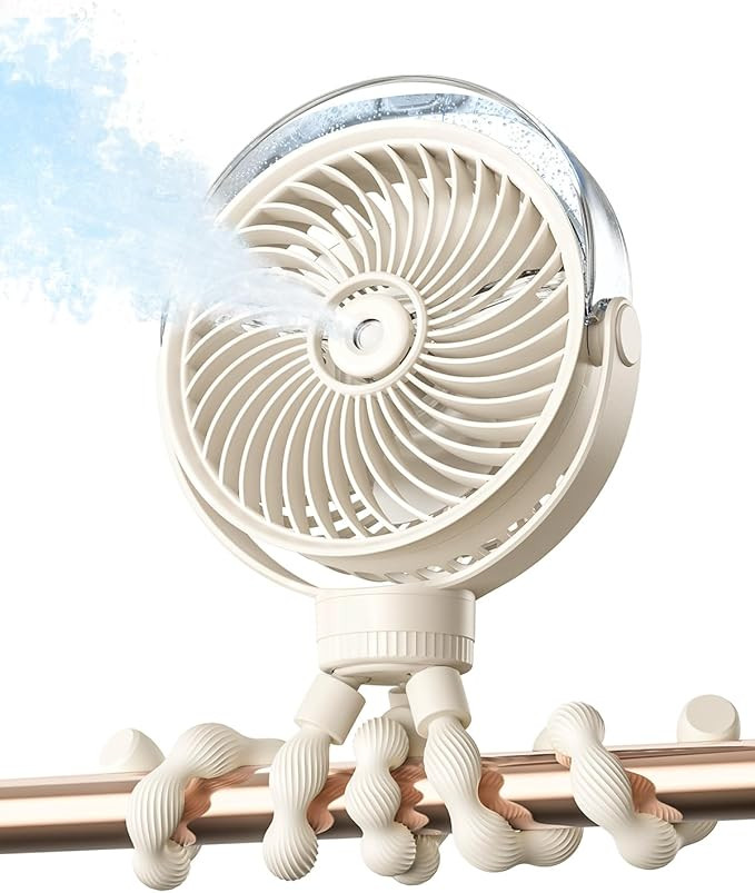 SWEETFULL Misting Stroller Fan – Portable Baby Fan with Spray Cooling, 4 Speeds, Quiet Recharge... | Amazon (US)