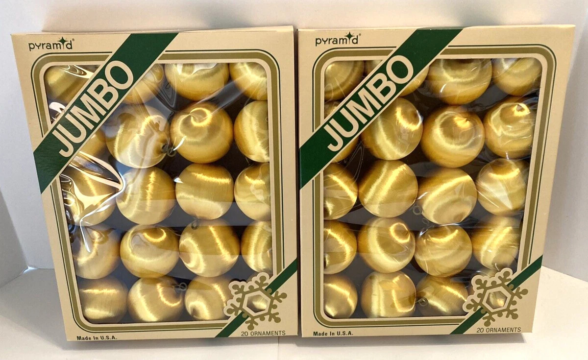 NEW Lot of 2 Vintage Pyramid Gold Satin-Sheen Christmas Ornaments Box of 20 NOS | eBay US