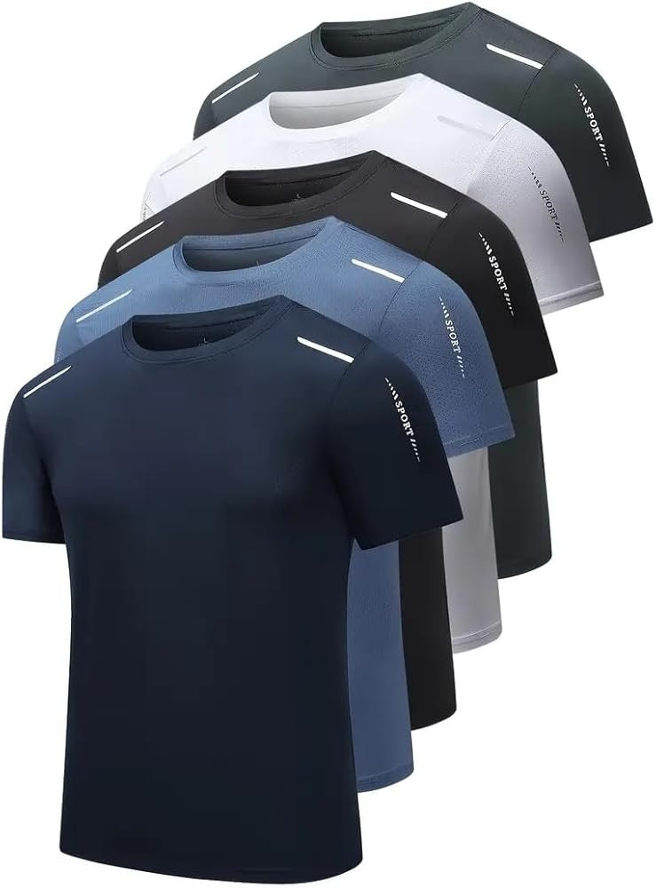 Quick Dry Ice Silk Athletic T-Shirts for Men, Athletic Short Sleeve Moisture Wicking Tee for Runn... | Amazon (US)