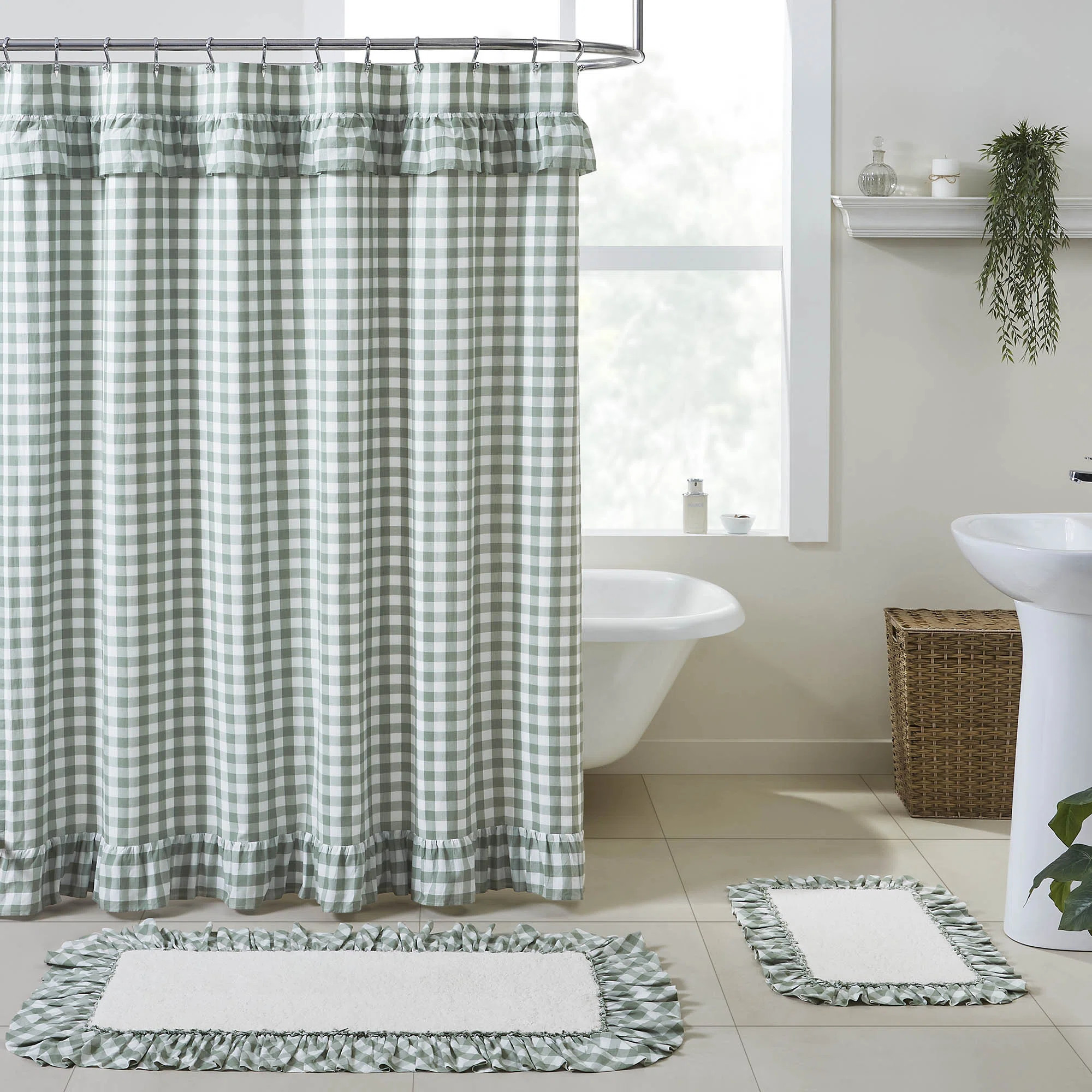 Annie Buffalo Check 100% Cotton Gingham Single Shower Curtain | Wayfair North America