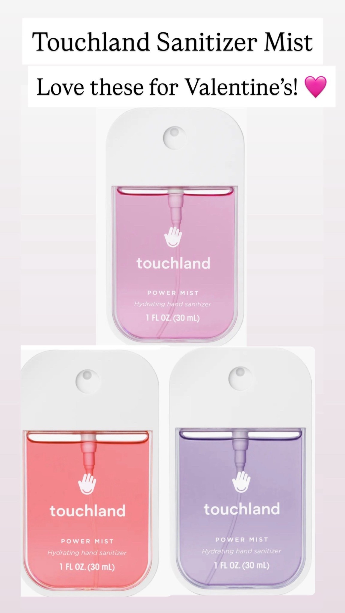 Touchland valentine sanitizers 💜🩷❤️

#LTKBeauty