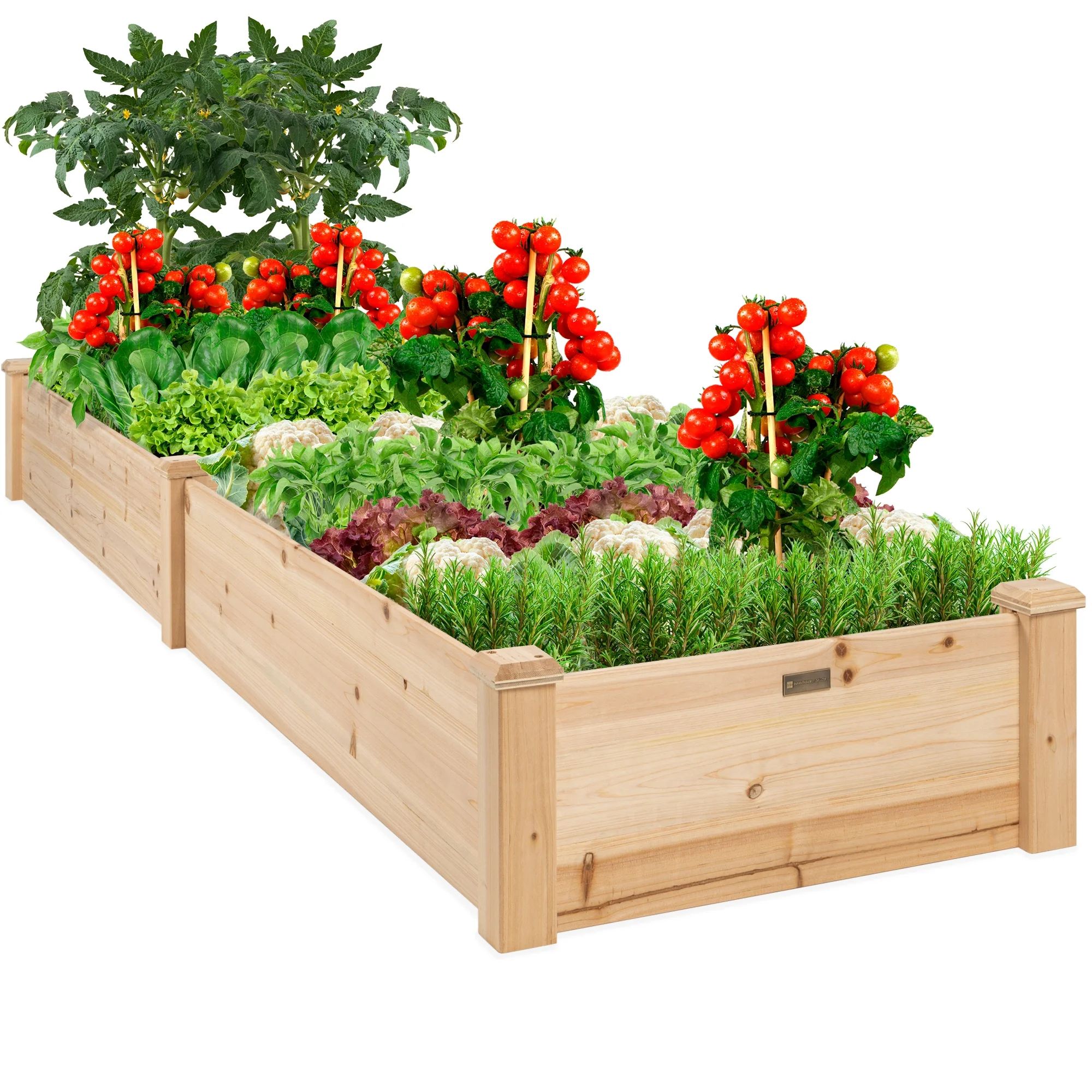 Best Choice Products 8x2ft Outdoor Wooden Raised Garden Bed Planter for Grass, Lawn, Yard - Natur... | Walmart (US)