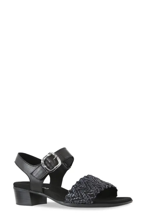 Munro Leeland Ankle Strap Sandal in Black Woven Combo at Nordstrom, Size 11 | Nordstrom