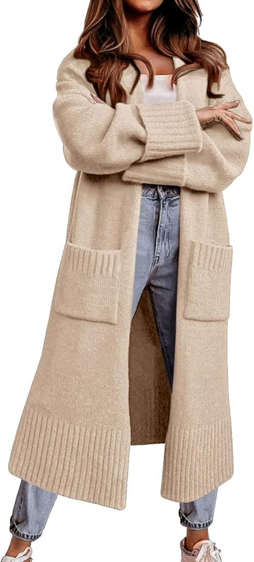 Danedvi Long Cardigan Sweaters for Women 2023 Fall Open Front Knit Oversized Cardigans Duster Coa... | Amazon (US)