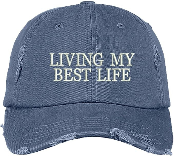Living My Best Life Distressed Baseball Cap - Unisex Dad Hat | Amazon (US)
