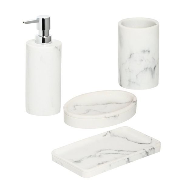 Honey-Can-Do 4pc Marble Bath Accessory Set Off-White | Target