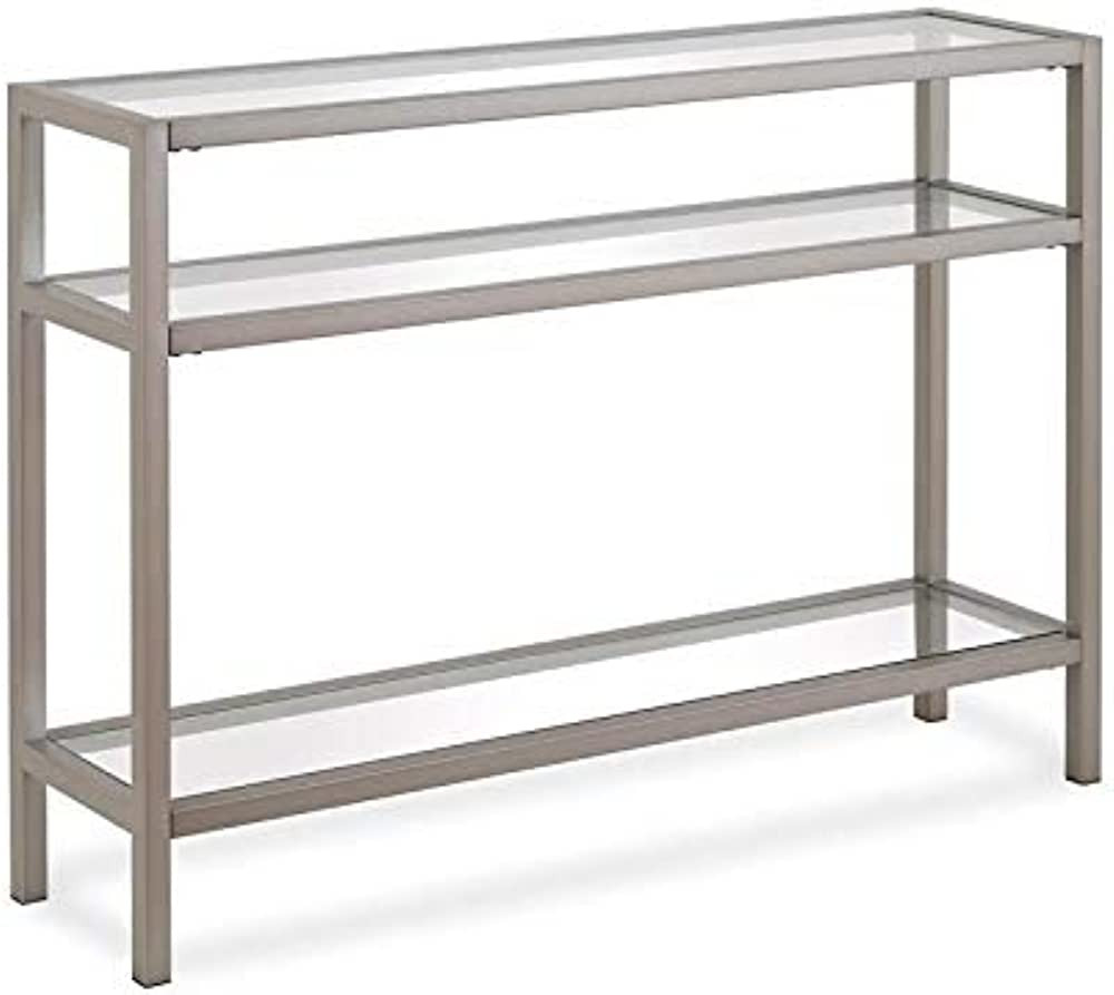 Henn&Hart 42" Wide Rectangular Console Table in Satin Nickel, Entryway Table, Accent Table for Li... | Amazon (US)