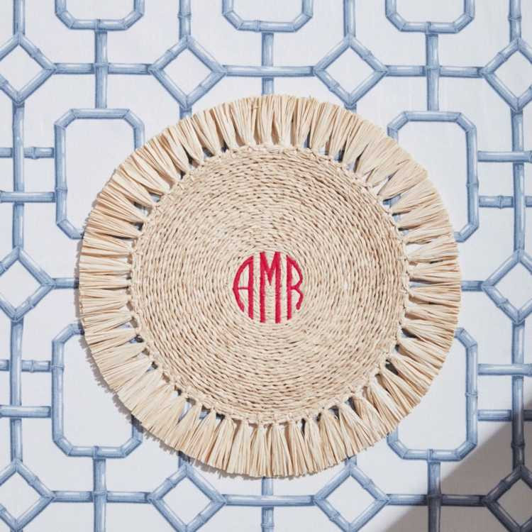 Raffia Fringe Chargers, Set of 4 | Mark and Graham