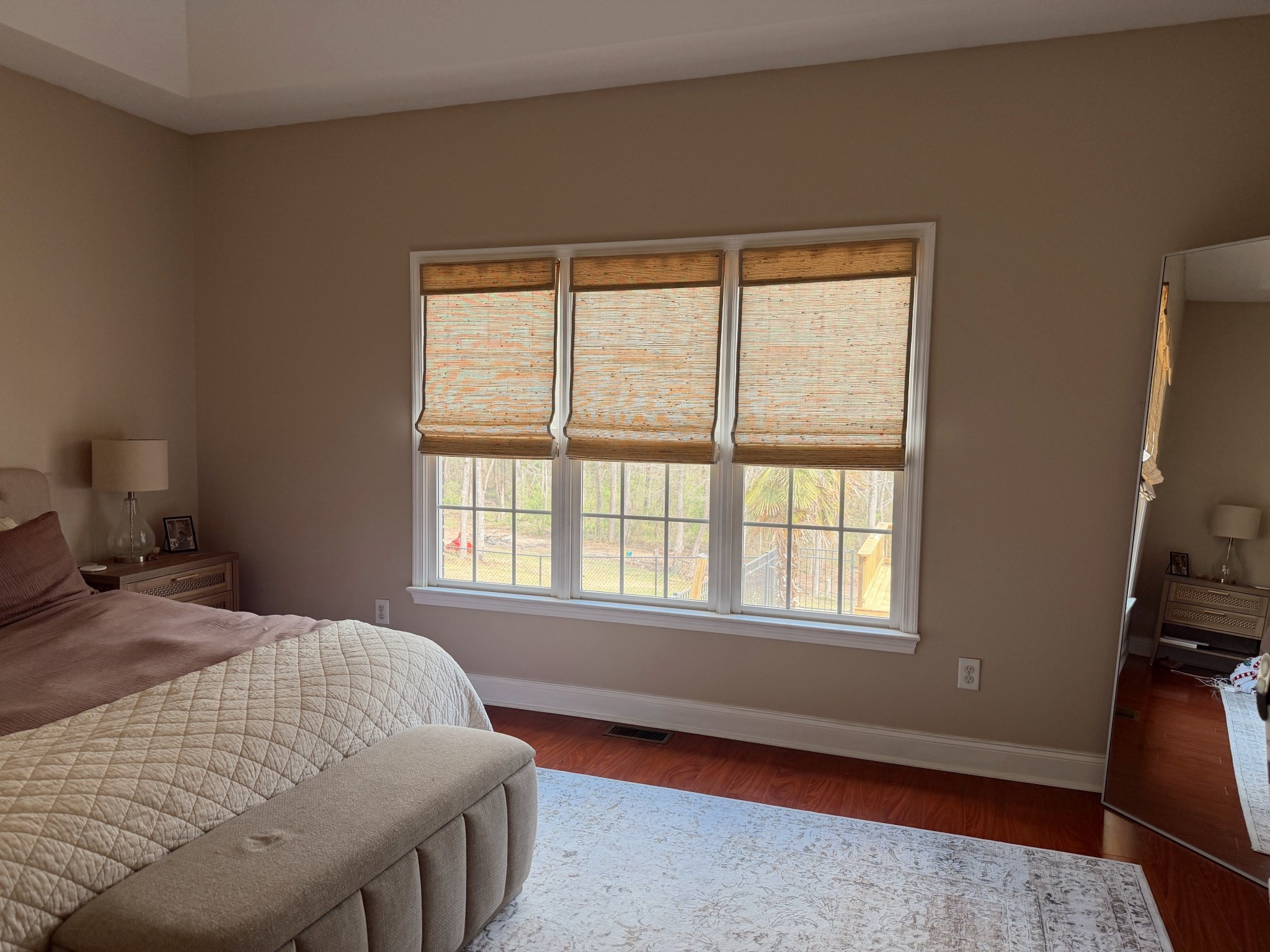 bamboo shades for bedroom! 

Lay Natural Ramie Bamboo Woven Shade - Beige (Privacy NL-071)